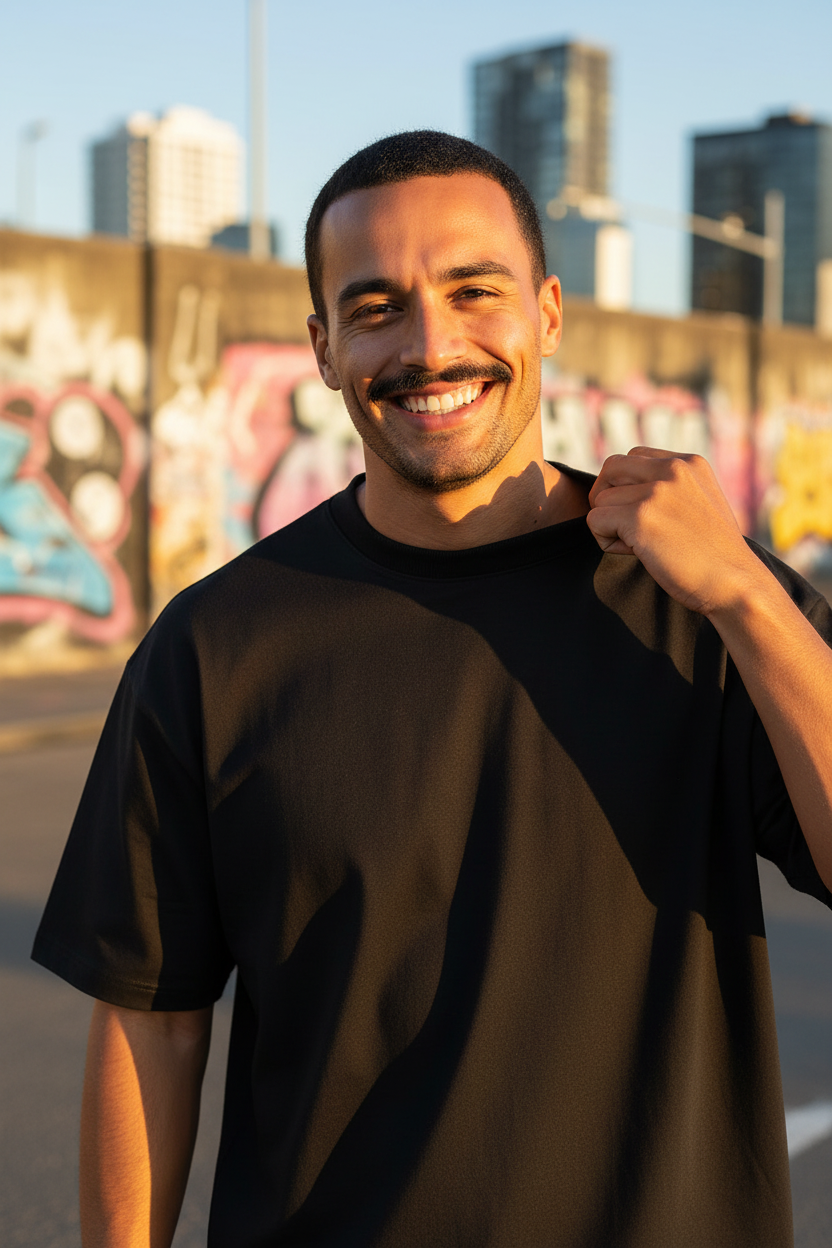 Remera Oversized lisa Negra