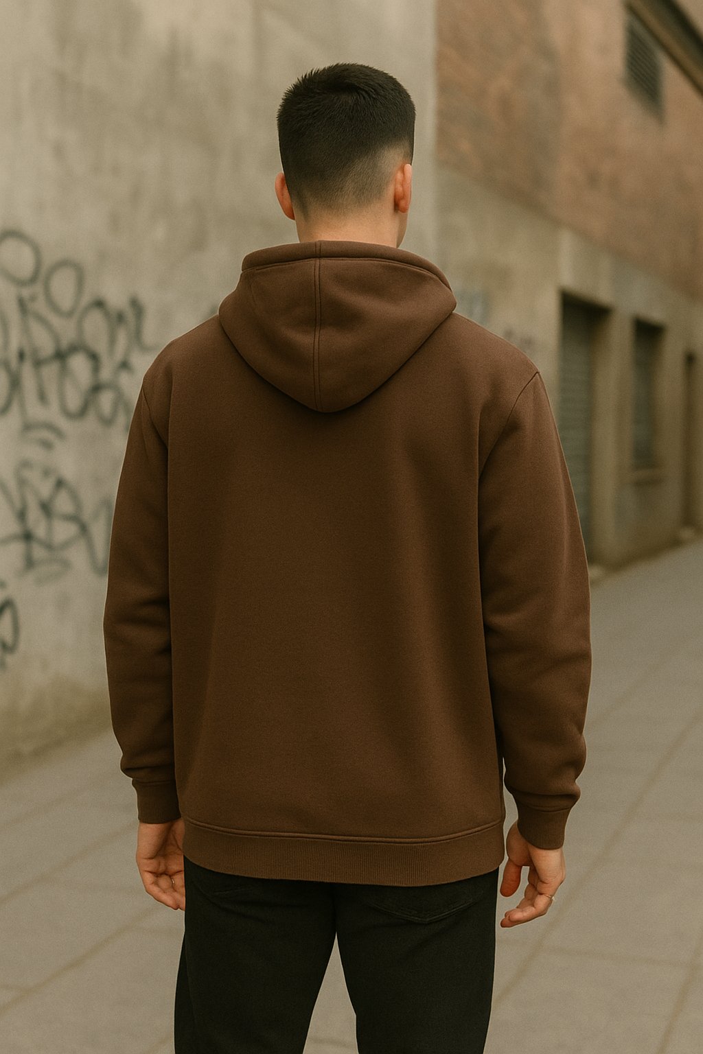 Buzo Canguro Liso Chocolate