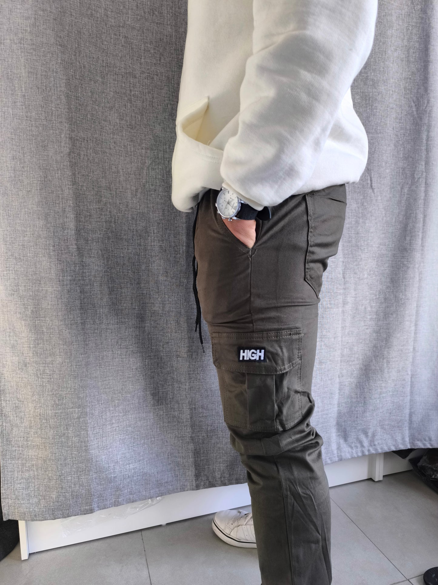 Pantalon Cargo HGH con puños, Verde