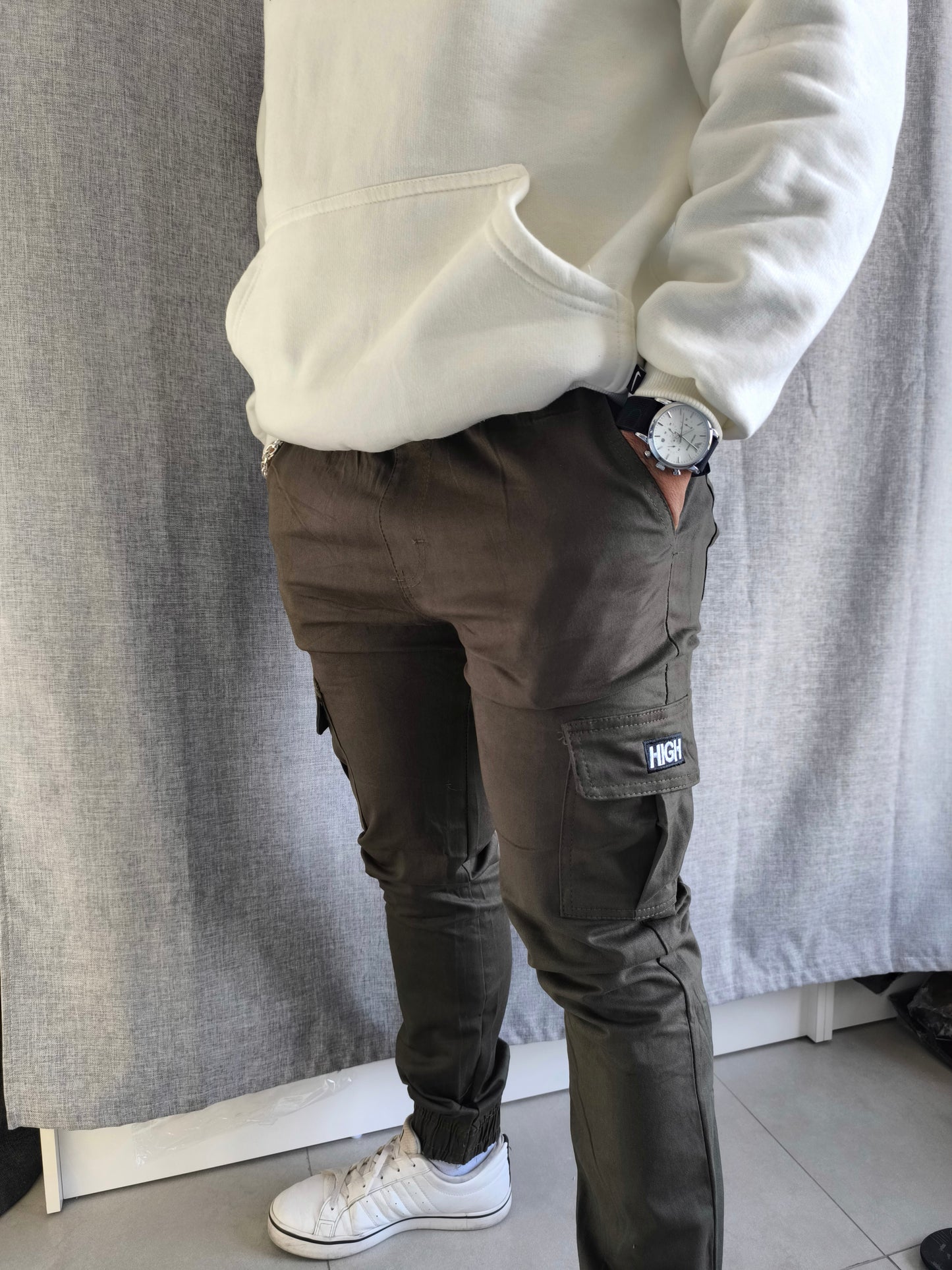 Pantalon Cargo HGH con puños, Verde