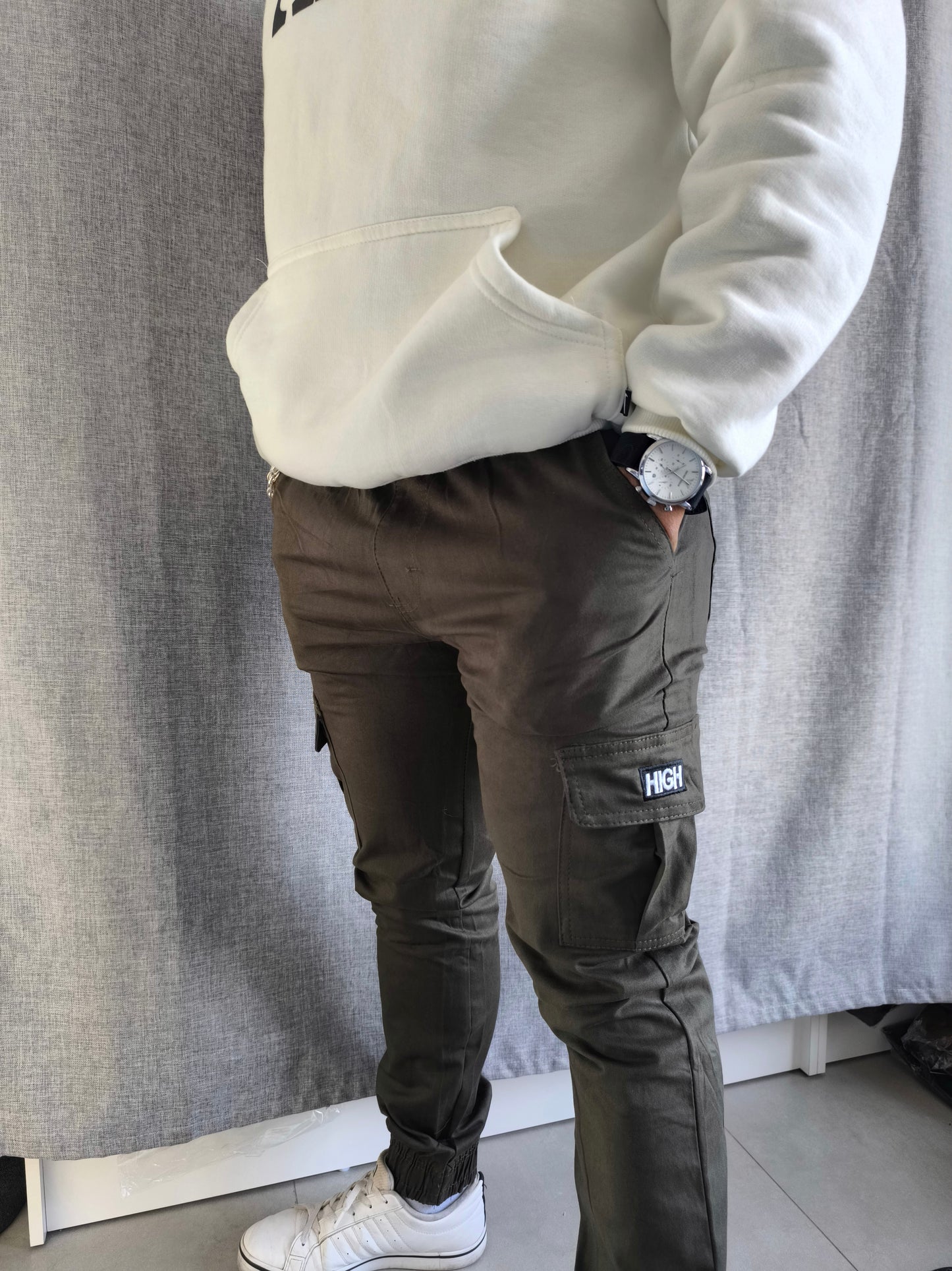 Pantalon Cargo HGH con puños, Verde