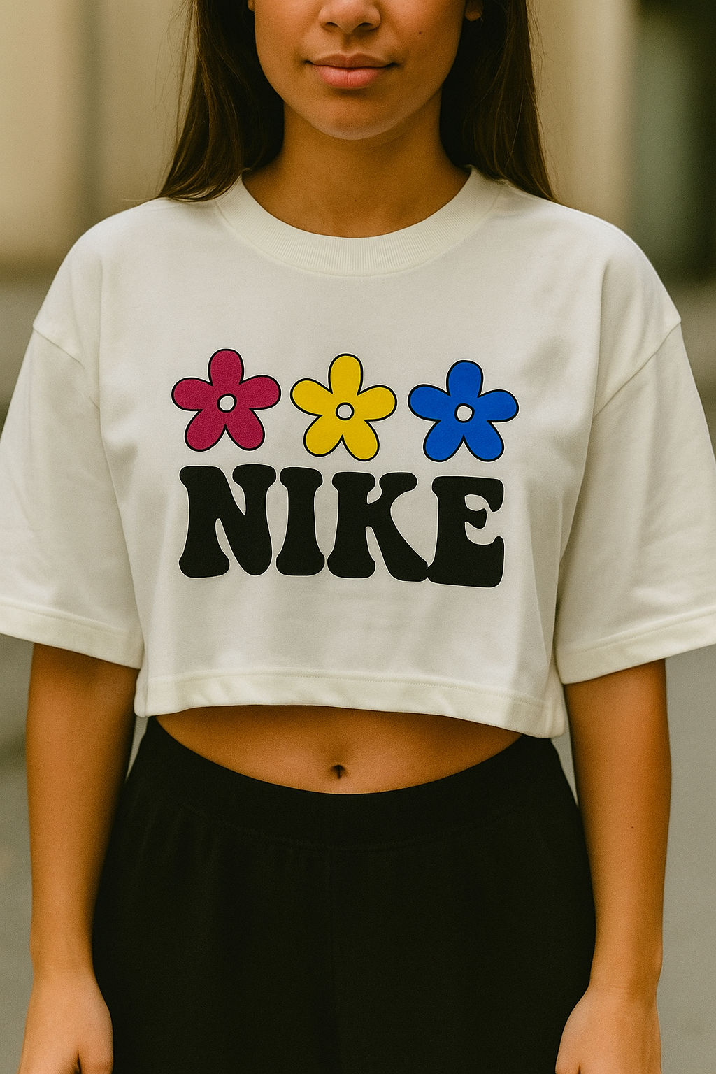 Cropped Oversized NK Flower Power