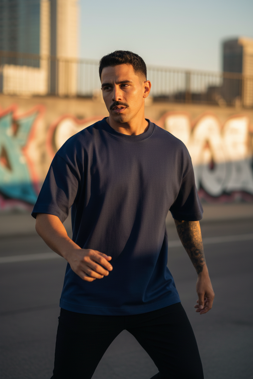 Remera Oversized lisa Azul Marino