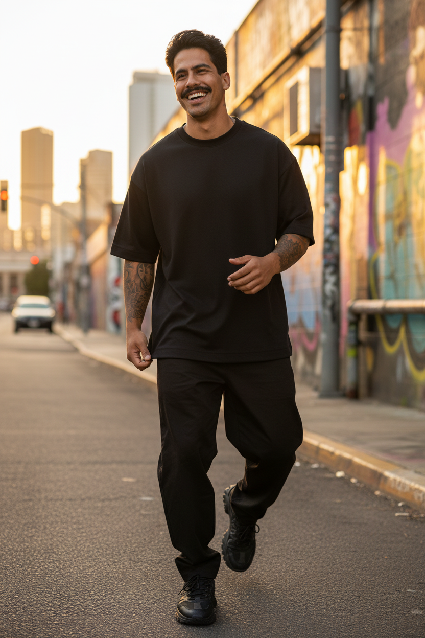 Remera Oversized lisa Negra