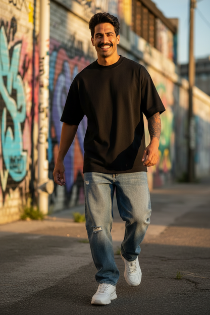 Remera Oversized lisa Negra