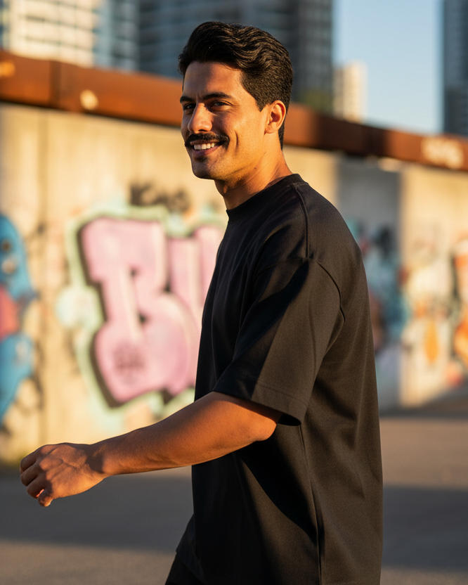 Remera Oversized lisa Negra