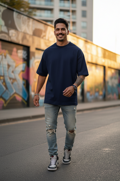 Remera Oversized lisa Azul Marino