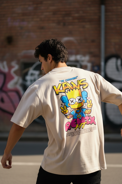 Remera Oversized Kaws Bart Remix