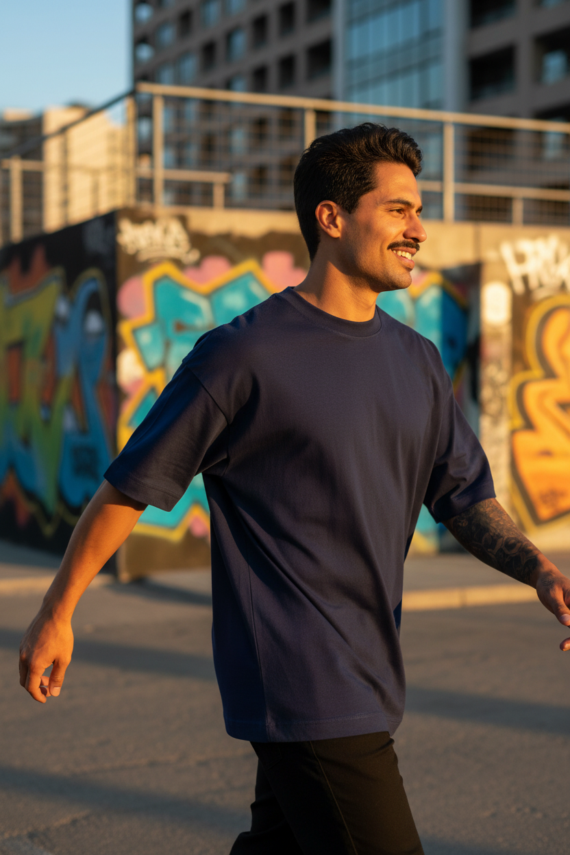 Remera Oversized lisa Azul Marino