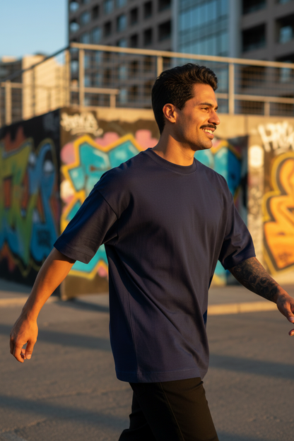 Remera Oversized lisa Azul Marino