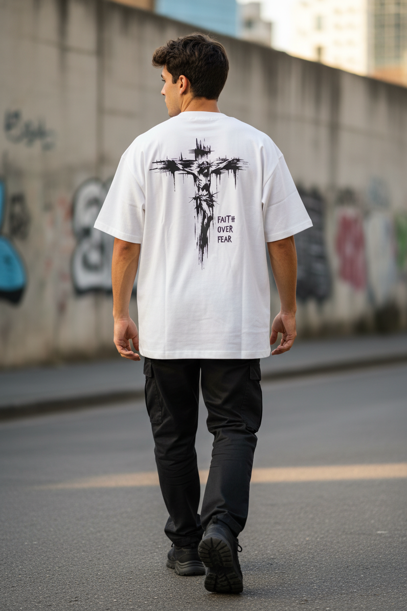 Remera Oversized Faith Over Fear