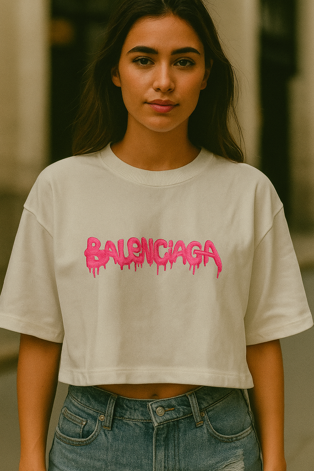 Cropped Oversized Blg Graffiti Kiss