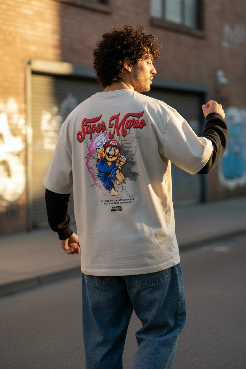 Remera Oversized Super Mario Shoryuken