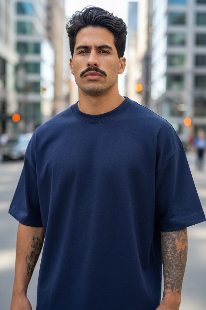 Remera Oversized lisa Azul Marino