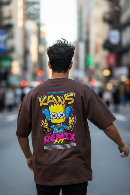 Remera Oversized Kaws Bart Remix