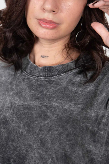 Remera Oversized Stone Wash Negra