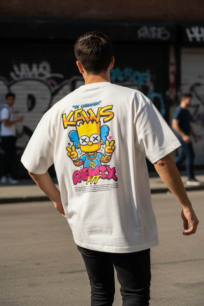 Remera Oversized Kaws Bart Remix