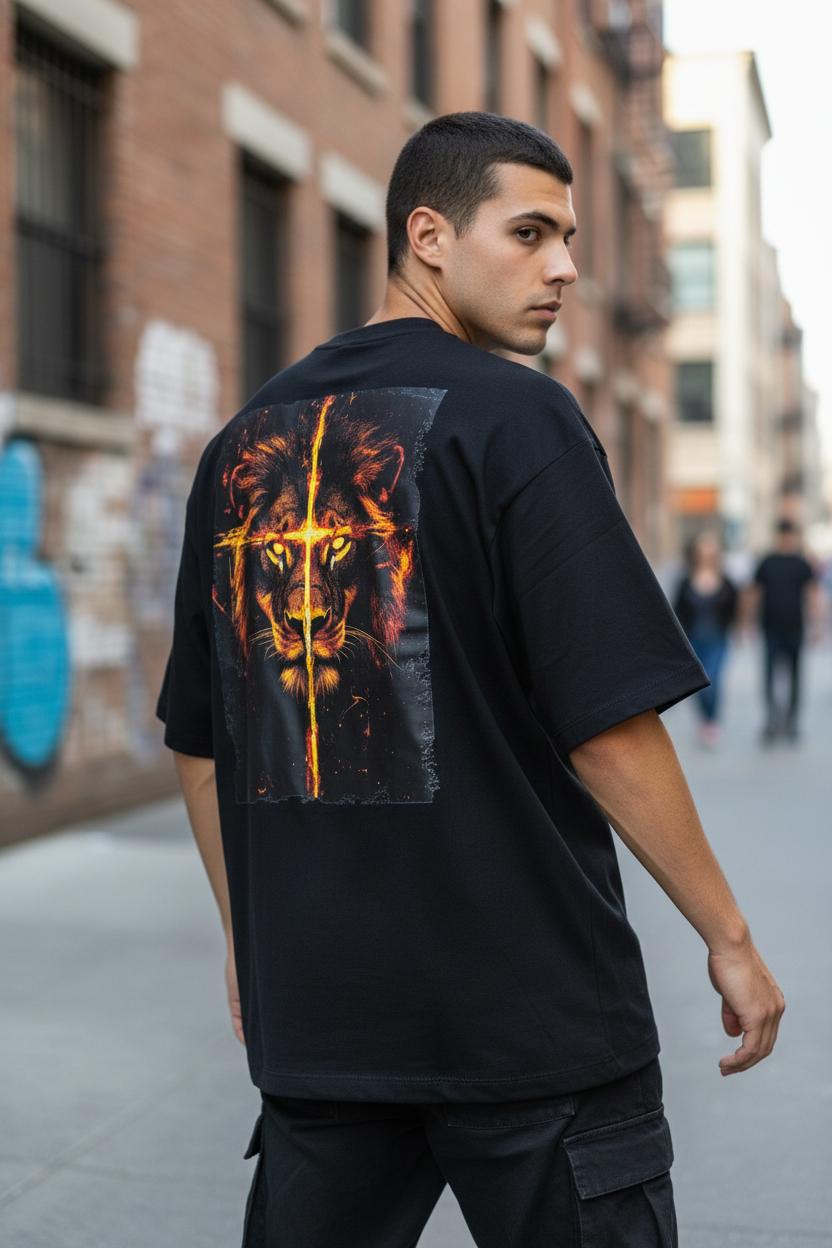 Remera Oversized Lion Faith