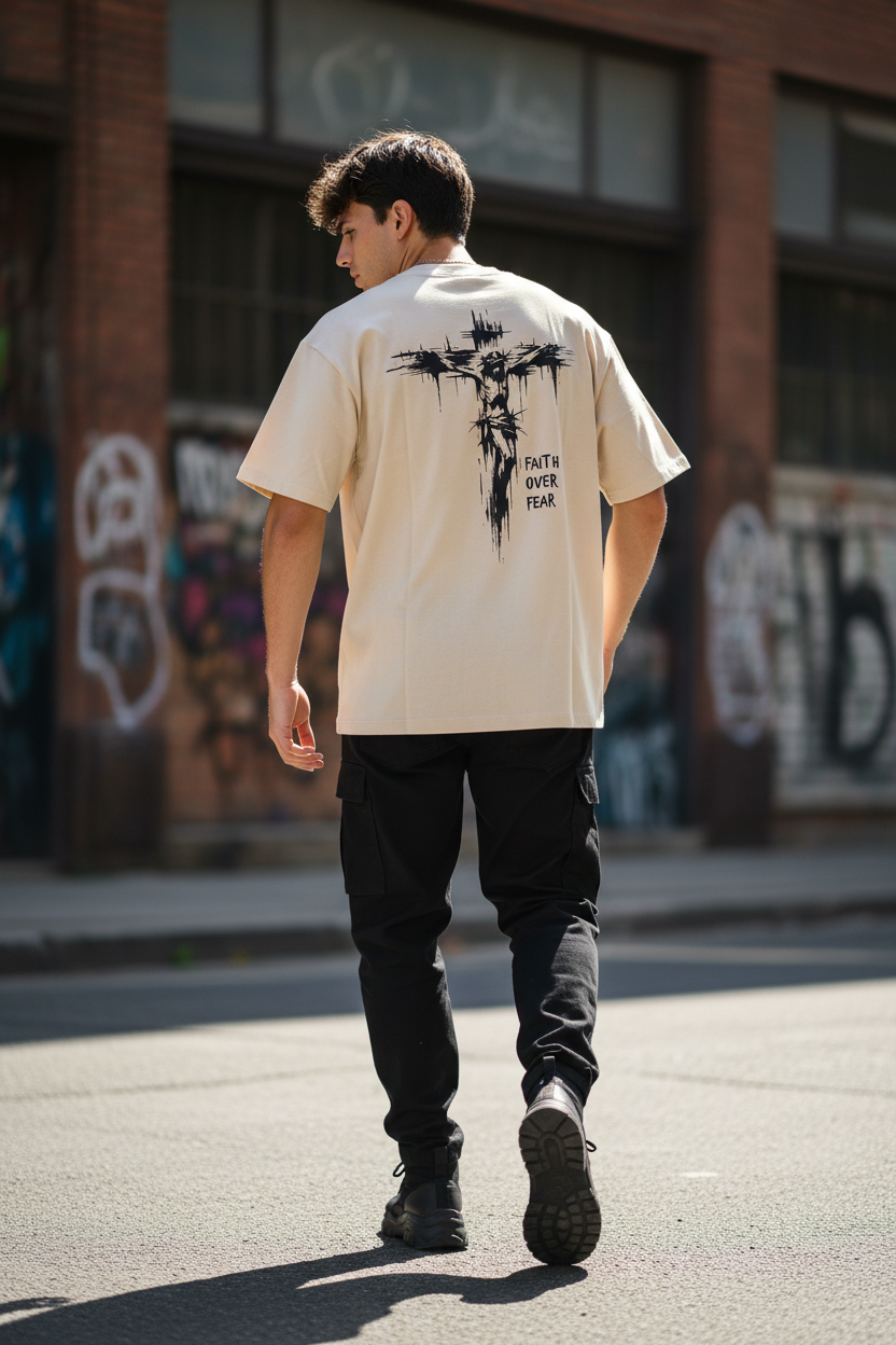 Remera Oversized Faith Over Fear
