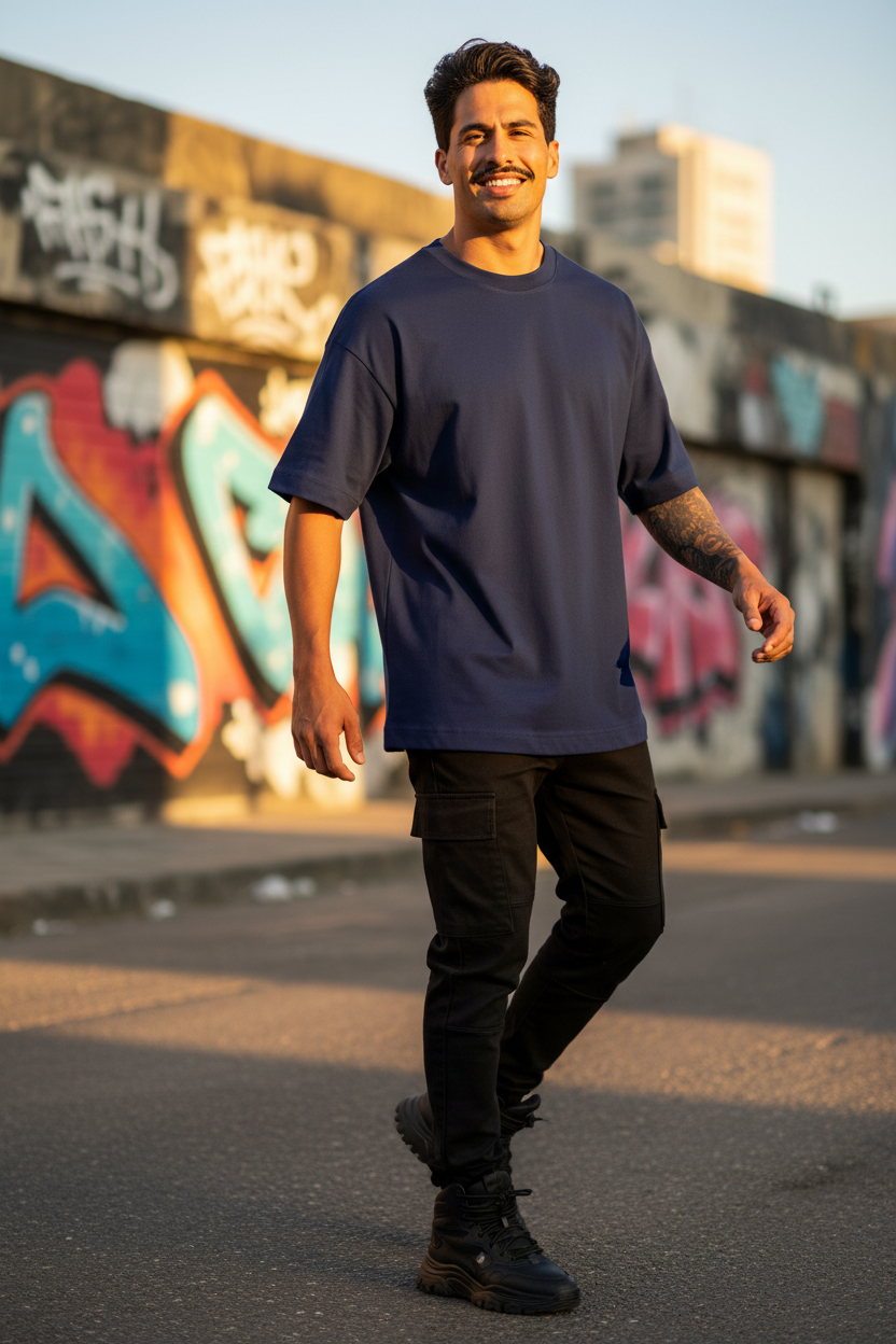 Remera Oversized lisa Azul Marino