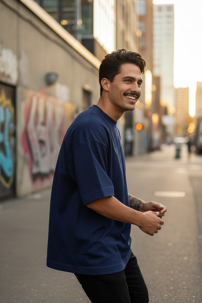 Remera Oversized lisa Azul Marino