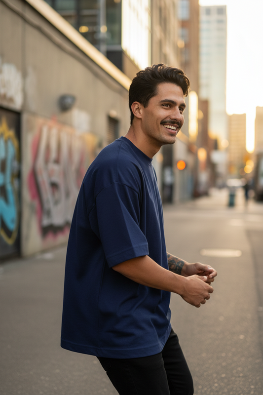 Remera Oversized lisa Azul Marino